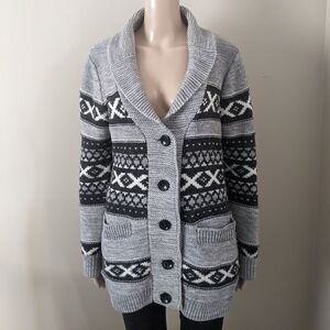 Sansara Nordic fair isle wool blend cardigan sweater, women's medium